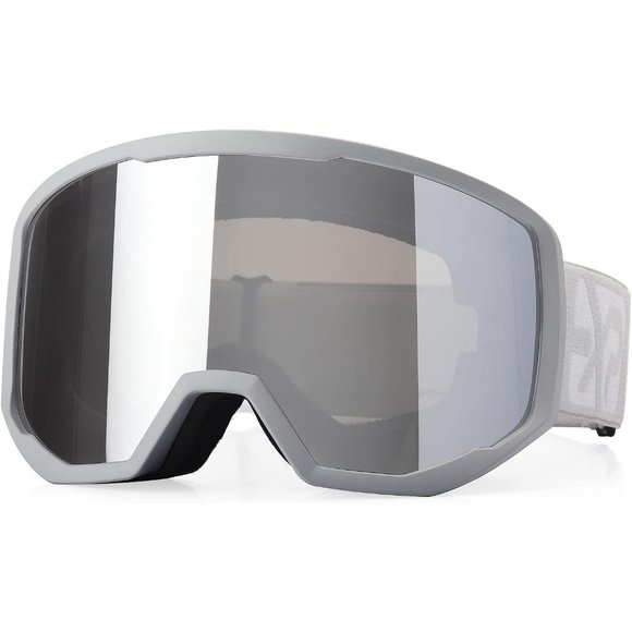 Women OTG Grey Frame Silver Anti Fog UV Protection Snowboard Goggles - Picture 1 of 7